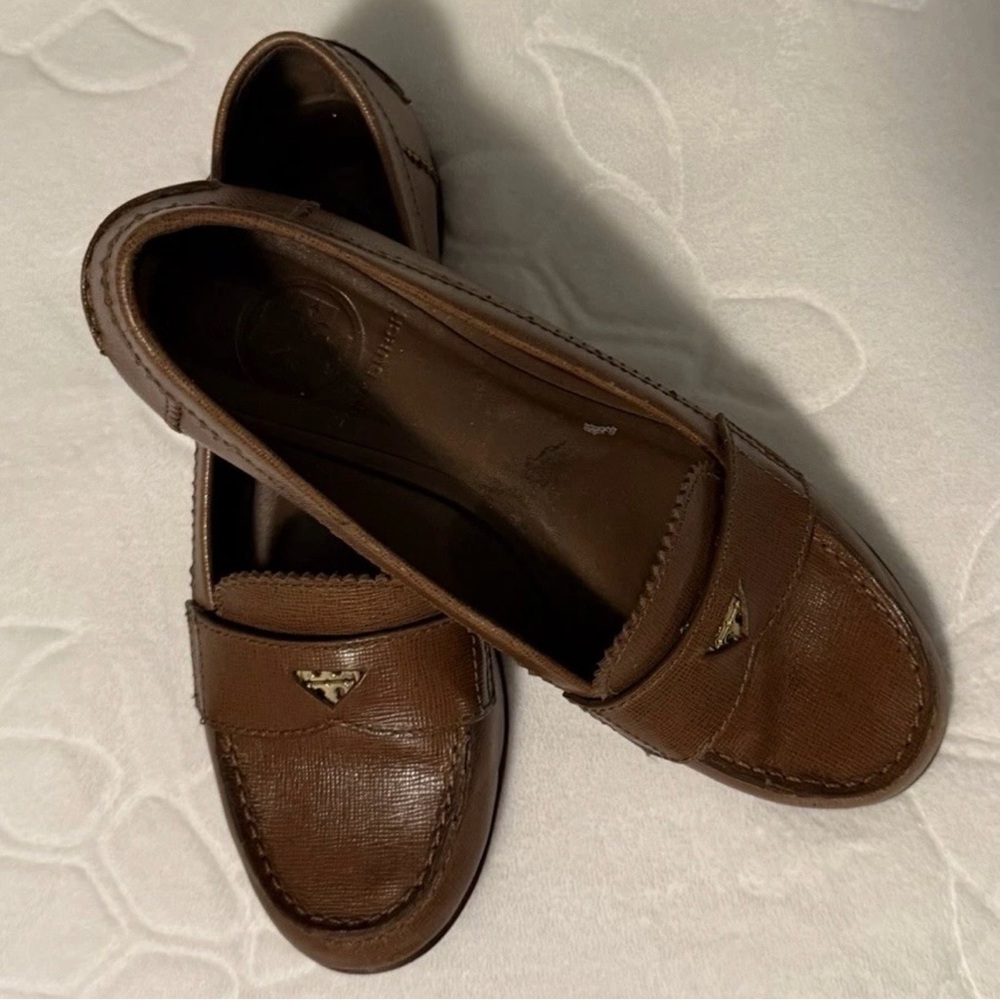 Tory Burch Chestnut Leather Loafers - Picture 2 of 7